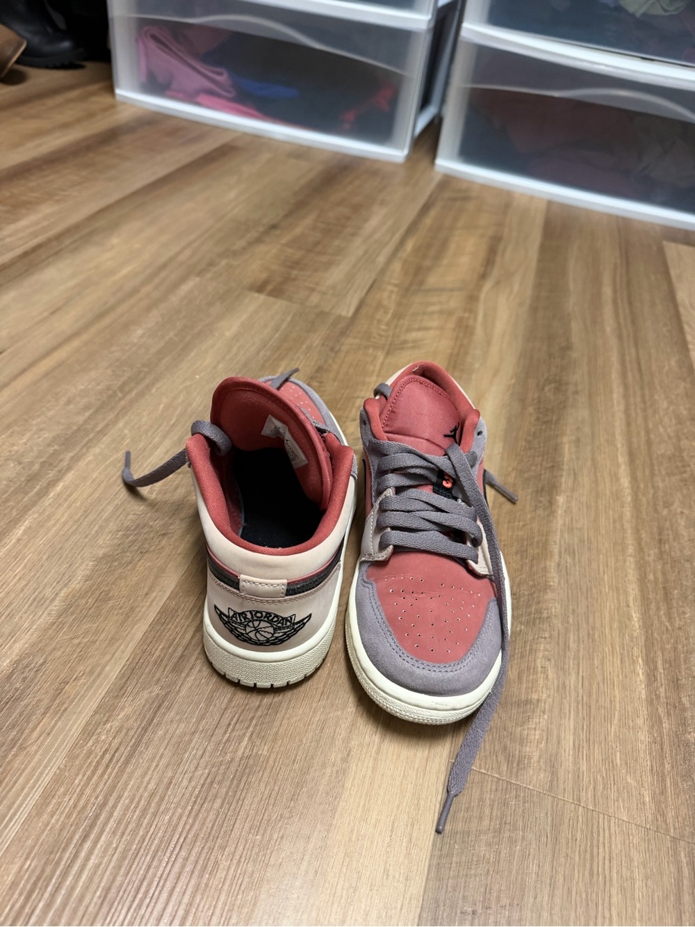 Jordan Women’s Low Top Sneakers in Coral and Purple